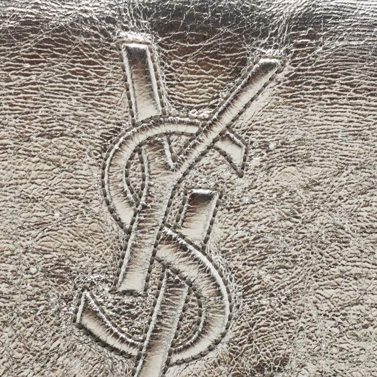 Pre Owned Yves Saint Laurent Silver Leather Belle De Jour Flap Clutch