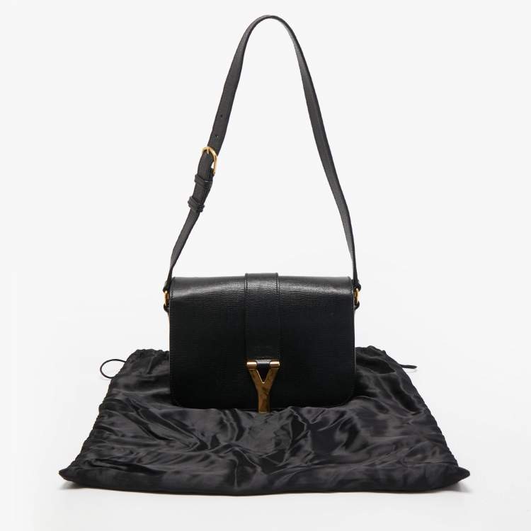 Pre Owned Yves Saint Laurent Black Leather Medium Chyc Flap Bag