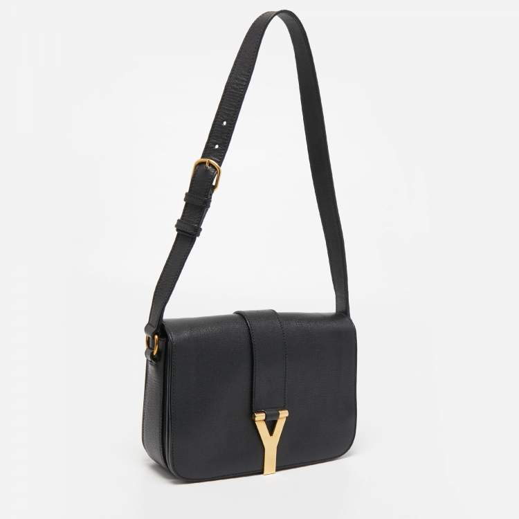 Pre Owned Yves Saint Laurent Black Leather Medium Chyc Flap Bag