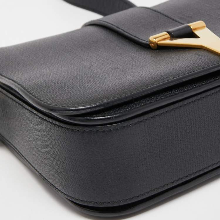Pre Owned Yves Saint Laurent Black Leather Medium Chyc Flap Bag