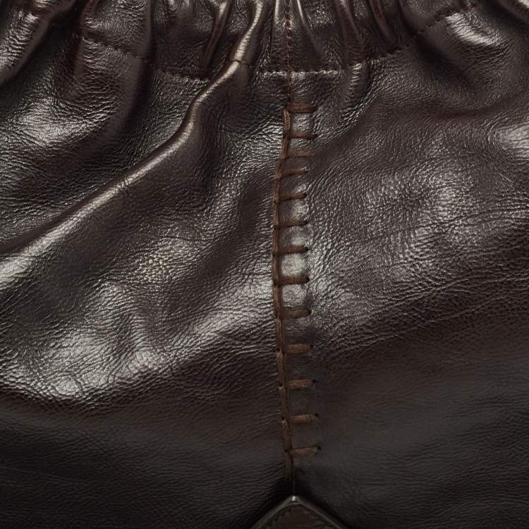 Pre Owned Yves Saint Laurent Dark Brown Leather Vincennes Mombasa Hobo