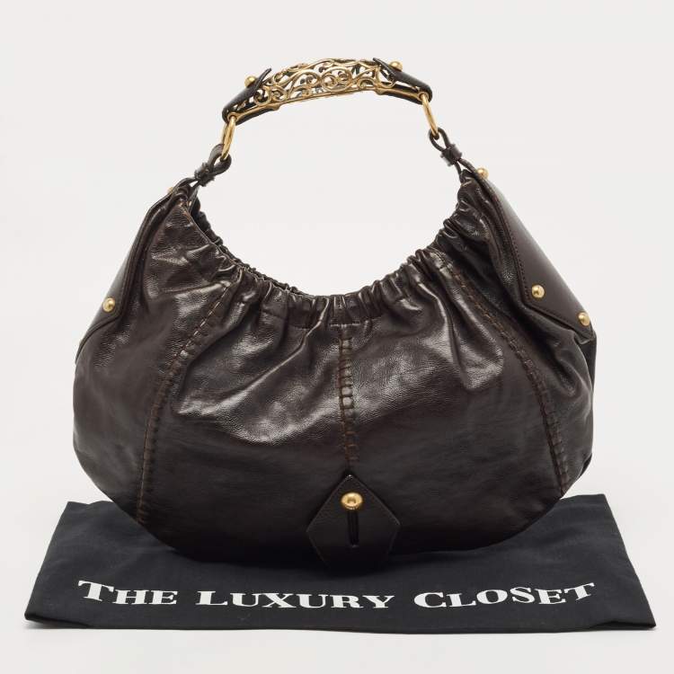 Pre Owned Yves Saint Laurent Dark Brown Leather Vincennes Mombasa Hobo