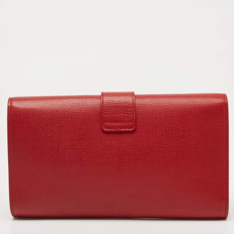 Pre Owned Yves Saint Laurent Red Leather Y-Ligne Clutch