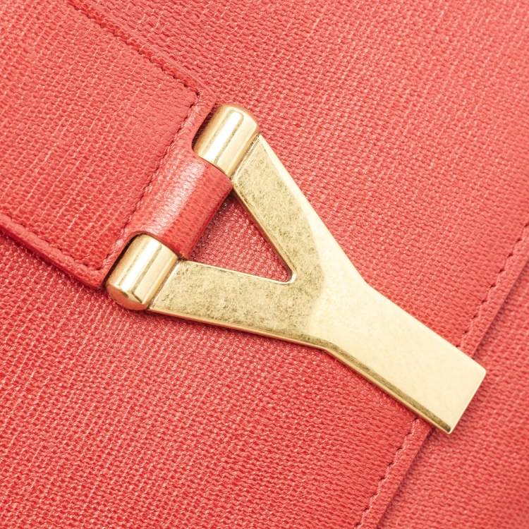 Pre Owned Yves Saint Laurent Red Leather Y-Ligne Clutch
