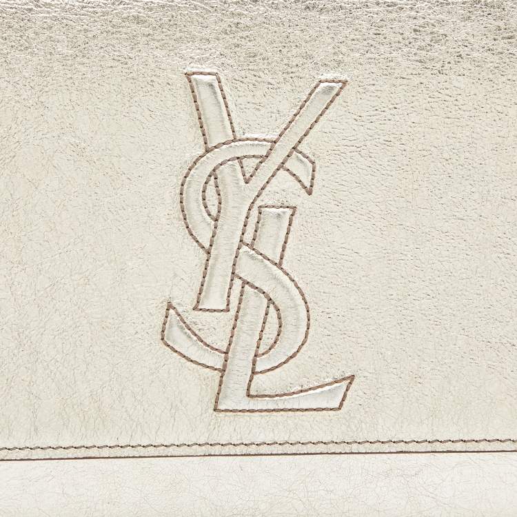 Pre Owned Yves Saint Laurent Gold Leather Belle De Jour Flap Clutch