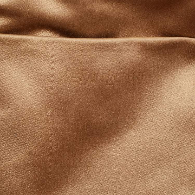 Pre Owned Yves Saint Laurent Beige/Black Patent Leather and Leather Cocktail Oversized Clutch