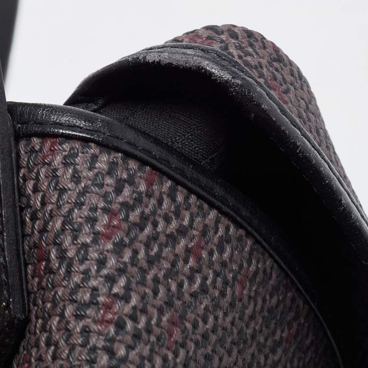 Pre Owned Yves Saint Laurent Black/Purple Woven Coated Canvas and Leather Vintage Flap Shoulder Bag