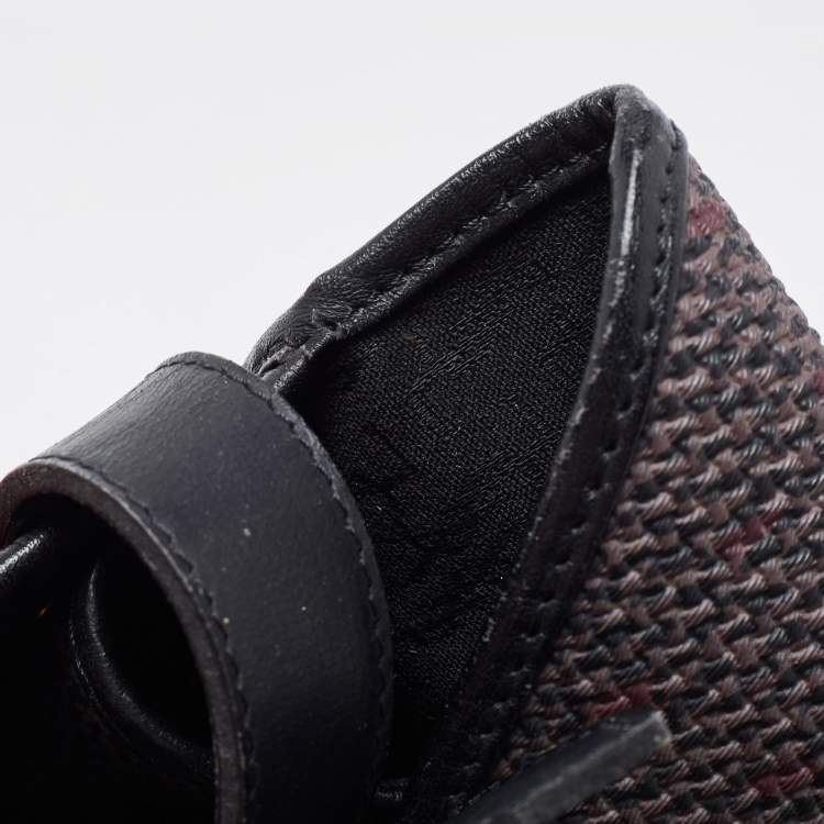 Pre Owned Yves Saint Laurent Black/Purple Woven Coated Canvas and Leather Vintage Flap Shoulder Bag