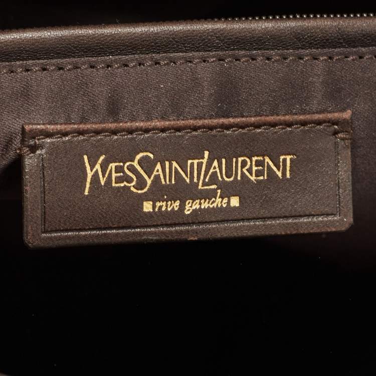 Pre Owned Yves Saint Laurent Khaki Green Croc Embossed Leather Oversized Muse Bag