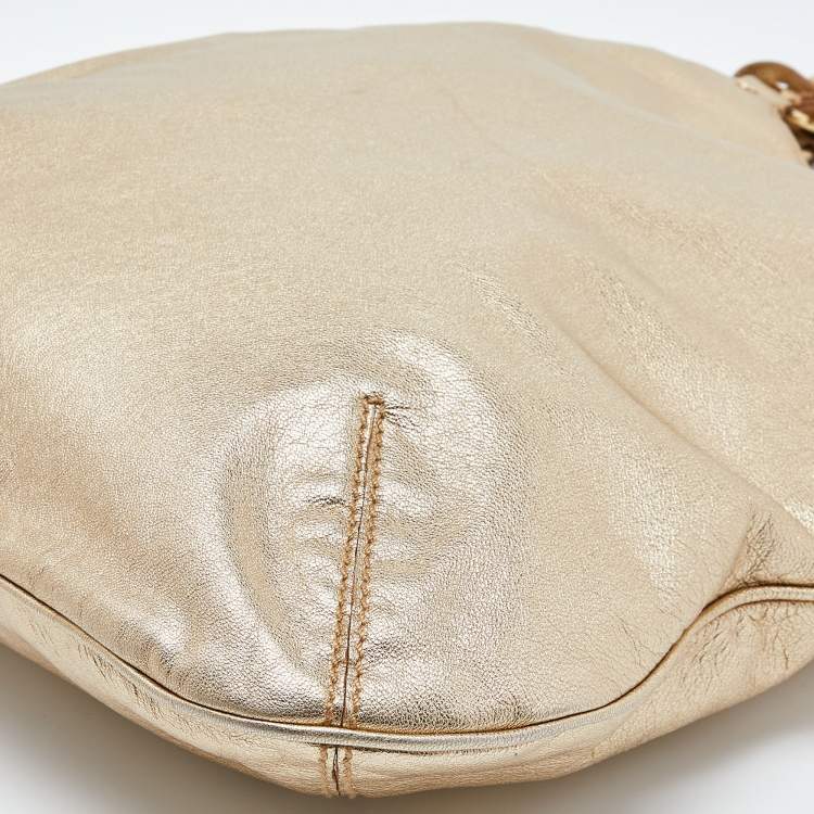 Pre Owned Yves Saint Laurent Metallic Gold Leather Sac Metropolis Tote