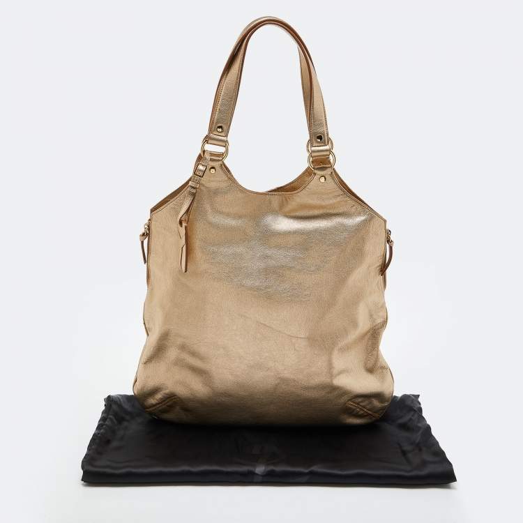 Pre Owned Yves Saint Laurent Metallic Gold Leather Sac Metropolis Tote