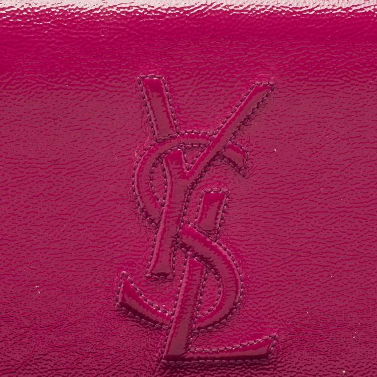Pre Owned Yves Saint Laurent Magenta Patent Leather Belle De Jour Flap Clutch