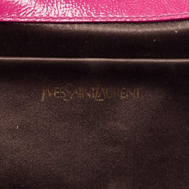 Pre Owned Yves Saint Laurent Magenta Patent Leather Belle De Jour Flap Clutch