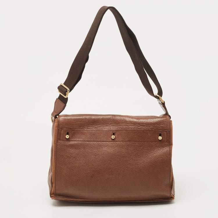 Pre Owned Yves Saint Laurent Brown Canvas and Leather Medium Muse Bag