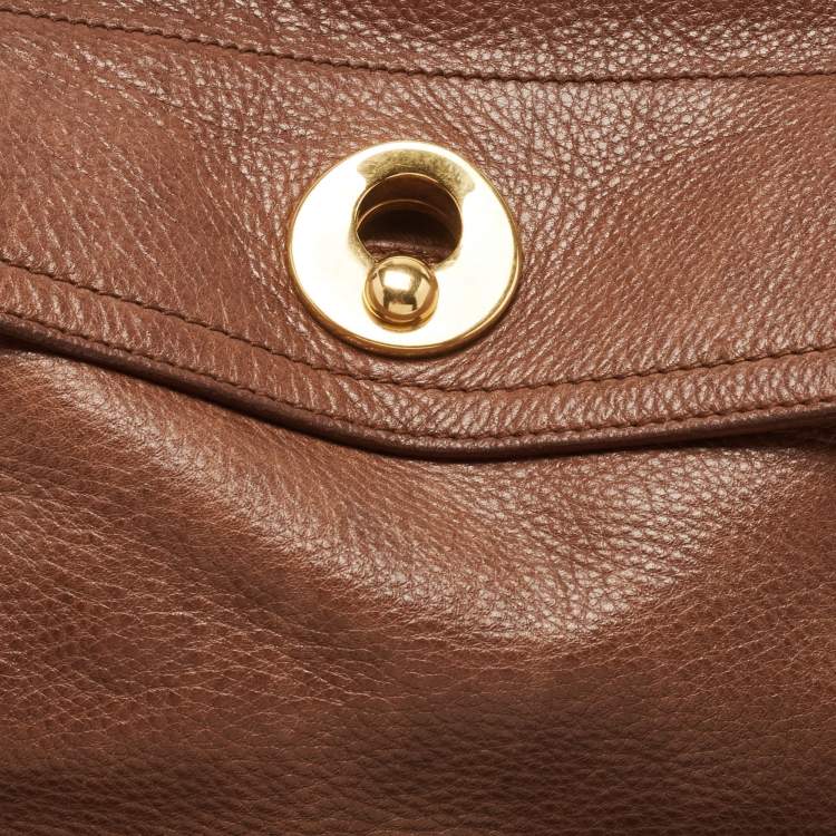 Pre Owned Yves Saint Laurent Brown Canvas and Leather Medium Muse Bag