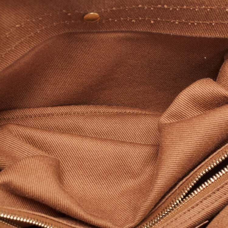 Pre Owned Yves Saint Laurent Brown Canvas and Leather Medium Muse Bag