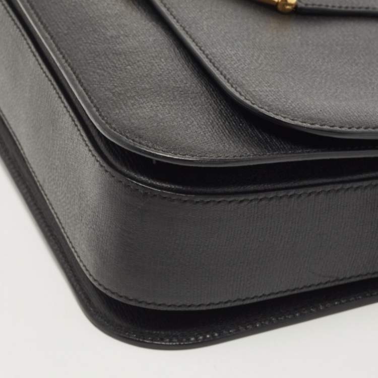 Pre Owned Yves Saint Laurent Black Leather Large Chyc Flap Shoulder Bag
