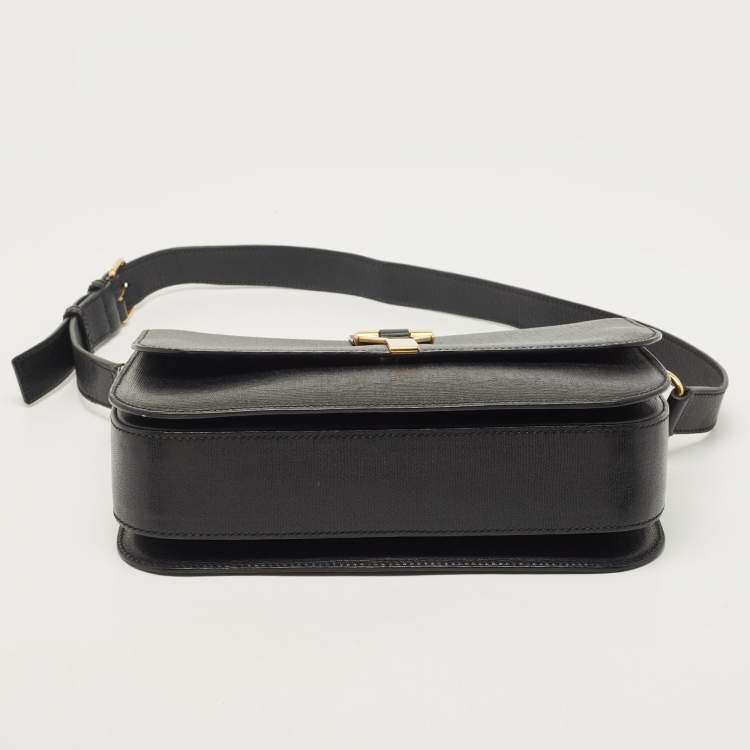 Pre Owned Yves Saint Laurent Black Leather Large Chyc Flap Shoulder Bag