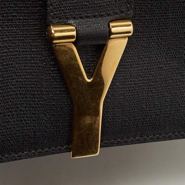 Pre Owned Yves Saint Laurent Black Leather Large Chyc Flap Shoulder Bag