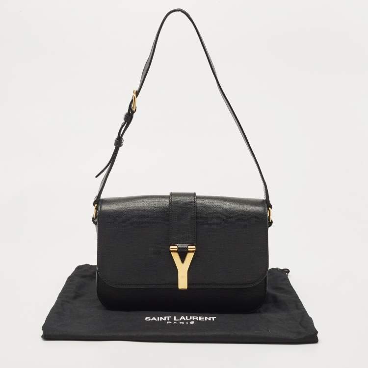 Pre Owned Yves Saint Laurent Black Leather Large Chyc Flap Shoulder Bag