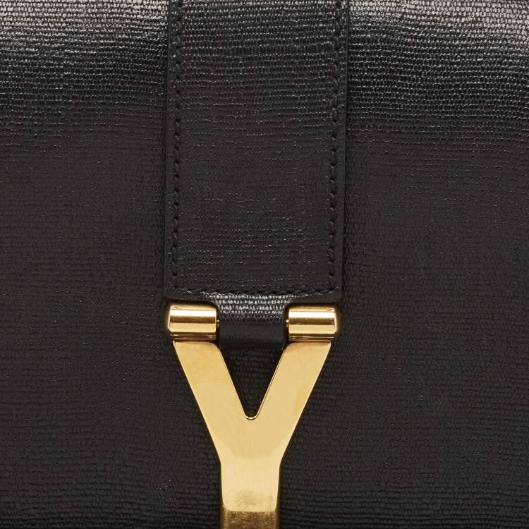 Pre Owned Yves Saint Laurent Black Leather Large Chyc Flap Shoulder Bag