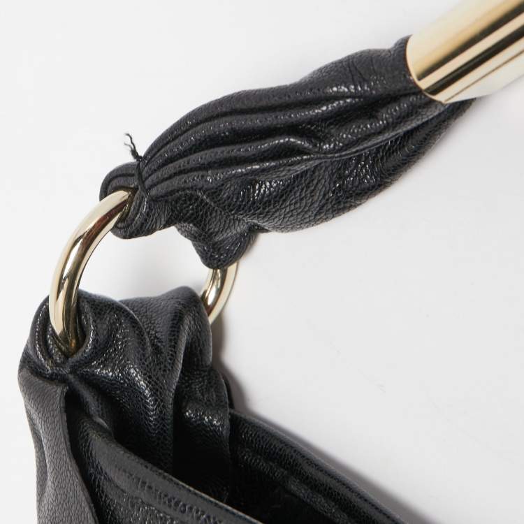 Pre Owned Yves Saint Laurent Black Leather and Calfhair Small St Tropez Hobo