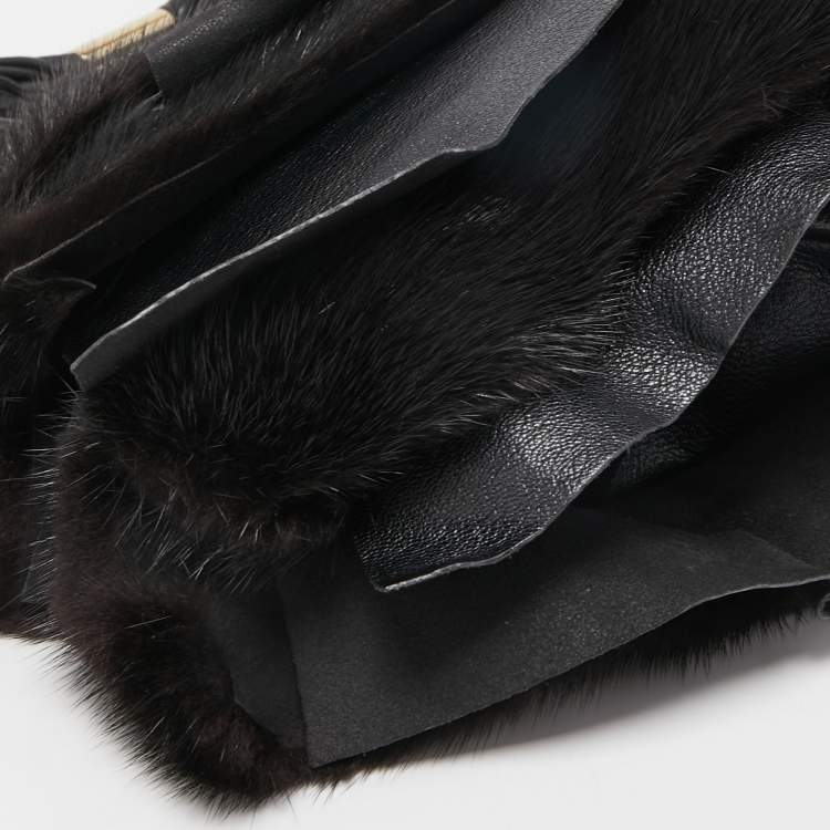 Pre Owned Yves Saint Laurent Black Leather and Calfhair Small St Tropez Hobo