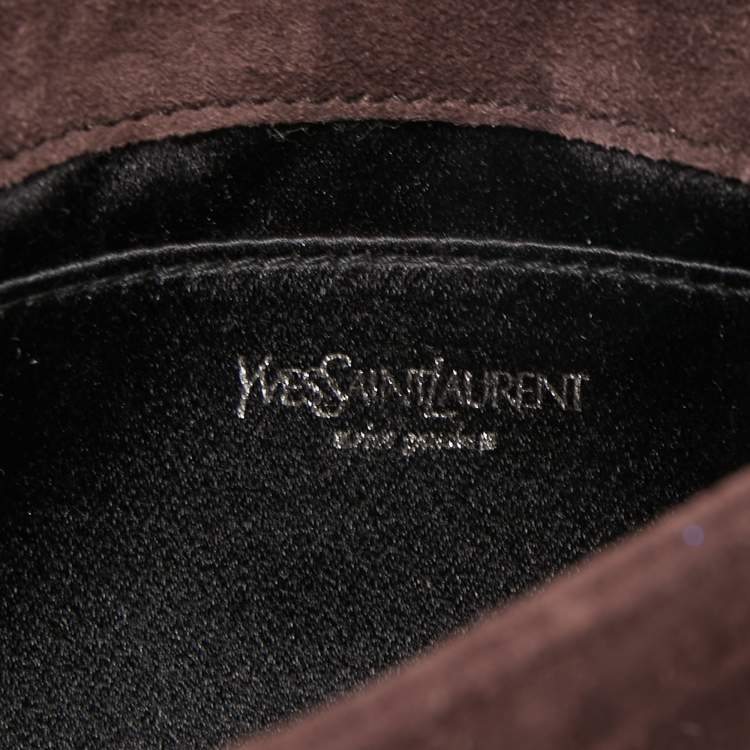 Pre Owned Yves Saint Laurent Brown Nadia Wristlet Pochette Bag