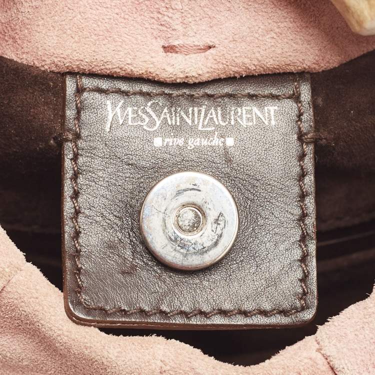 Pre Owned Yves Saint Laurent Pale Pink Suede Mombasa Horn Hobo