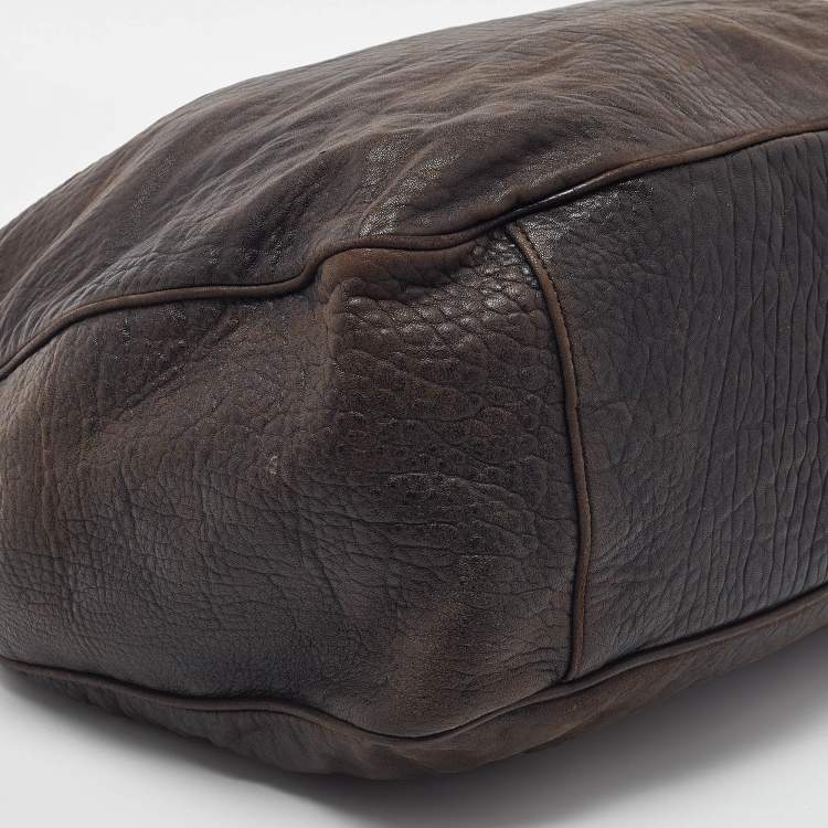 Pre Owned Yves Saint Laurent Brown Leather Large Roady Hobo