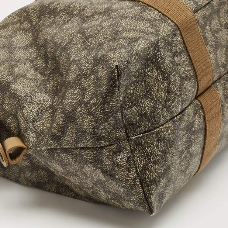 Pre Owned Yves Saint Laurent Grey/Brown Giraffe Print Coated Canvas Tote