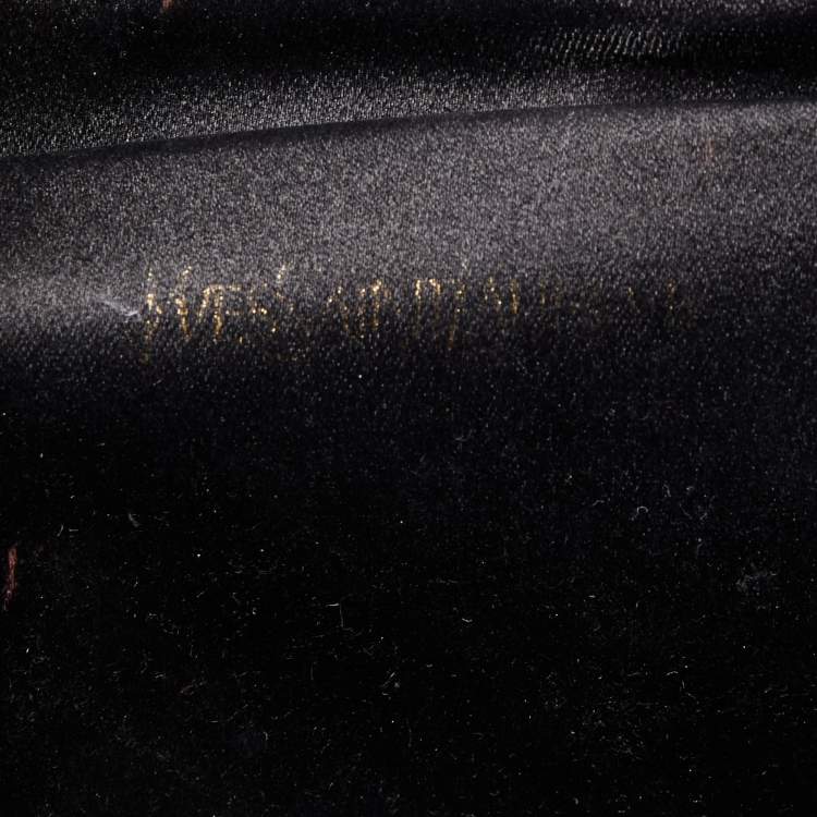 Pre Owned Yves Saint Laurent Black Glitter Suede Y-Ligne Clutch