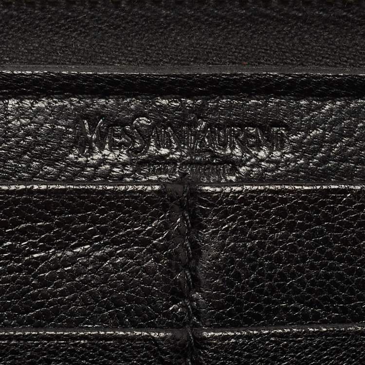 Pre Owned Yves Saint Laurent Black Alligator Zip Around Wallet