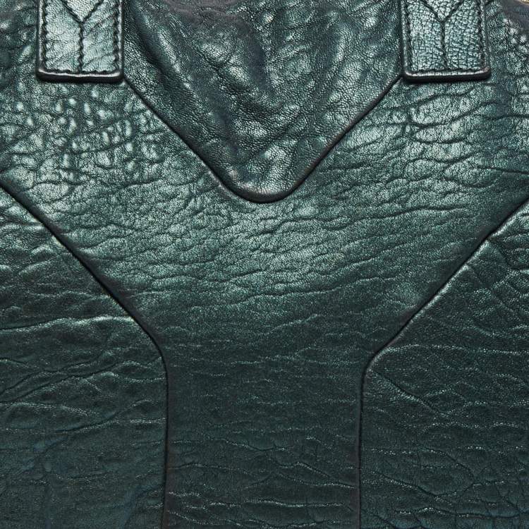 Pre Owned Yves Saint Laurent Metallic Green Leather Medium Easy Y Bag