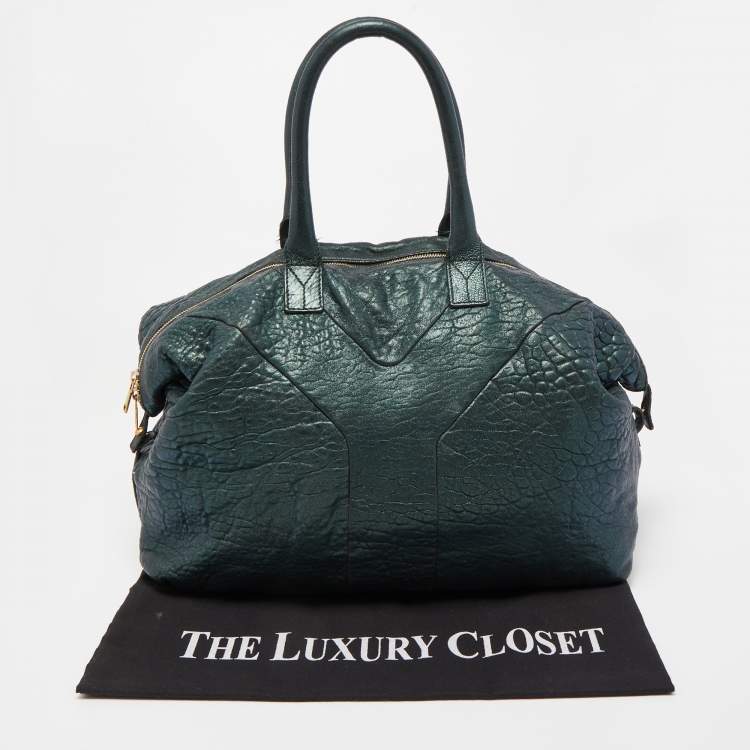 Pre Owned Yves Saint Laurent Metallic Green Leather Medium Easy Y Bag