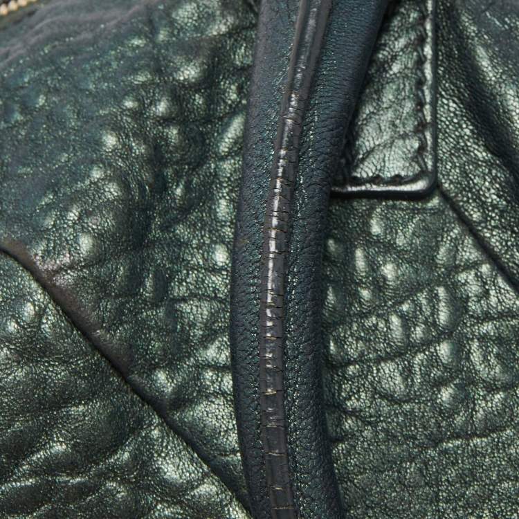 Pre Owned Yves Saint Laurent Metallic Green Leather Medium Easy Y Bag