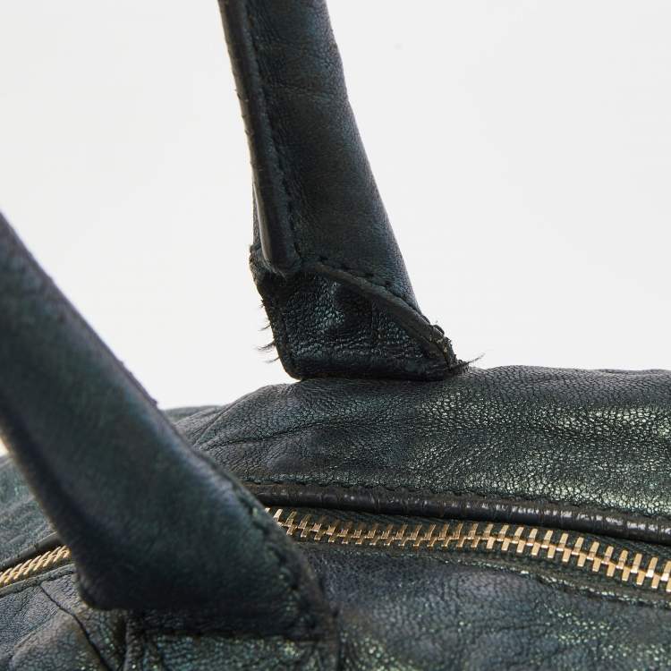 Pre Owned Yves Saint Laurent Metallic Green Leather Medium Easy Y Bag