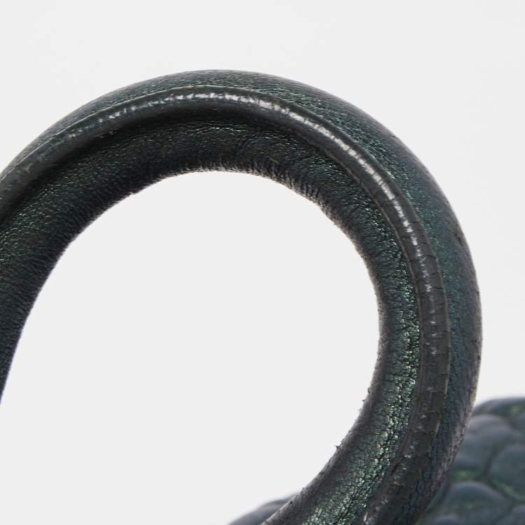 Pre Owned Yves Saint Laurent Metallic Green Leather Medium Easy Y Bag