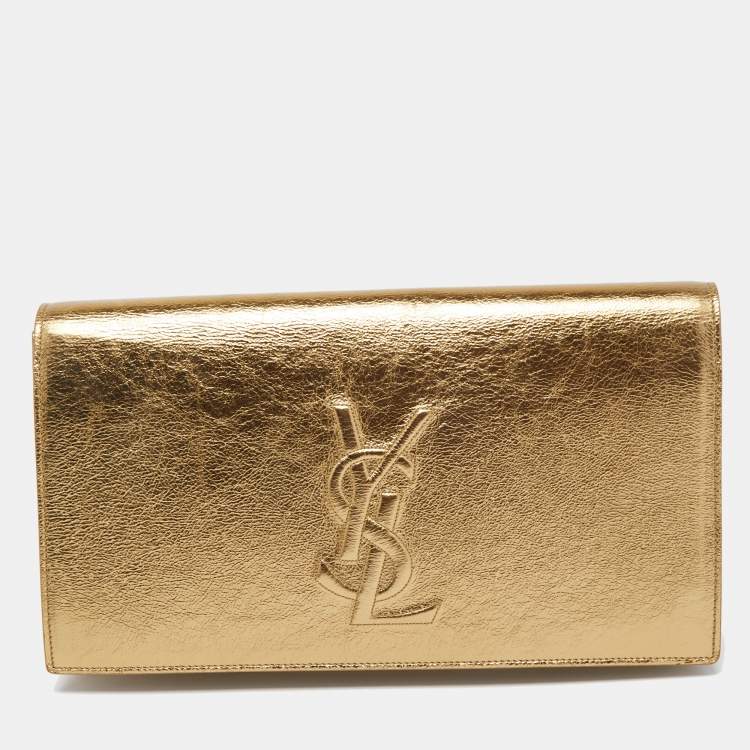 Pre Owned Yves Saint Laurent Gold Leather Belle De Jour Clutch