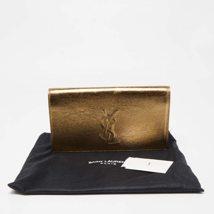 Pre Owned Yves Saint Laurent Gold Leather Belle De Jour Clutch