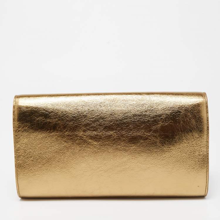 Pre Owned Yves Saint Laurent Gold Leather Belle De Jour Clutch