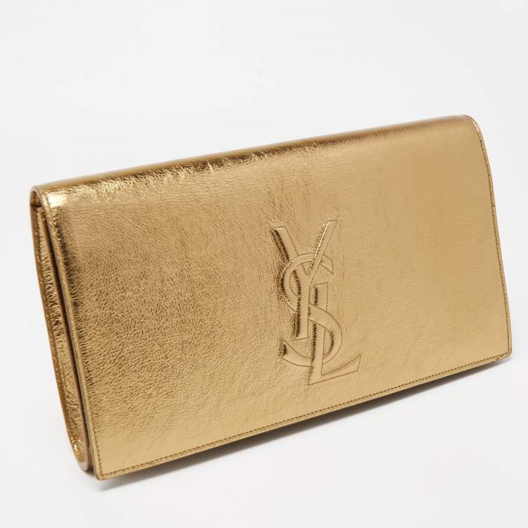 Pre Owned Yves Saint Laurent Gold Leather Belle De Jour Clutch