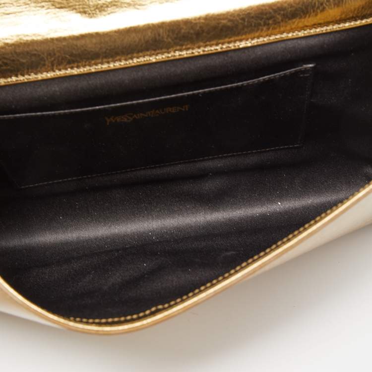 Pre Owned Yves Saint Laurent Gold Leather Belle De Jour Clutch