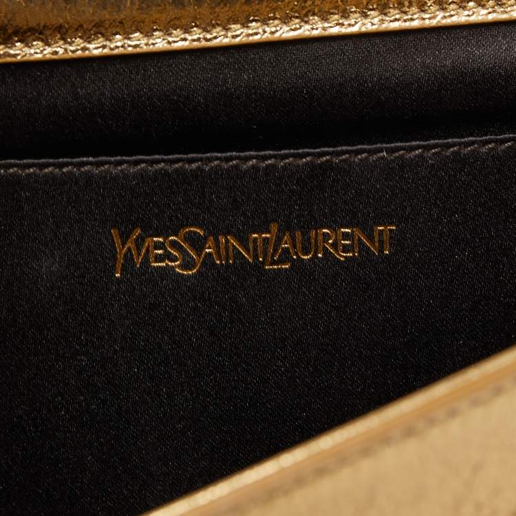 Pre Owned Yves Saint Laurent Gold Leather Belle De Jour Clutch