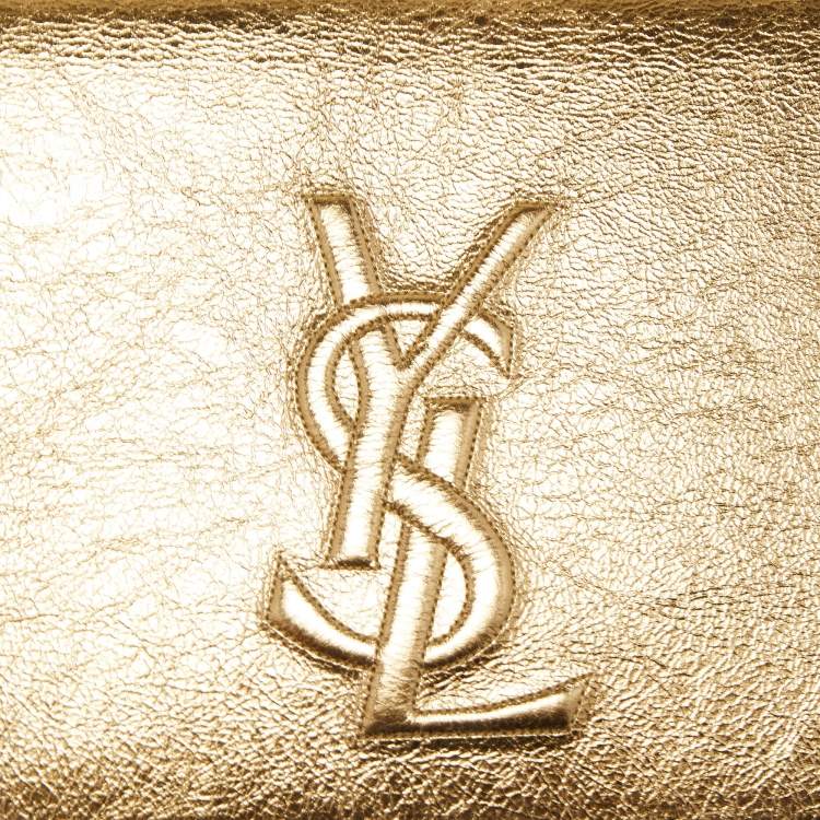 Pre Owned Yves Saint Laurent Gold Leather Belle De Jour Clutch