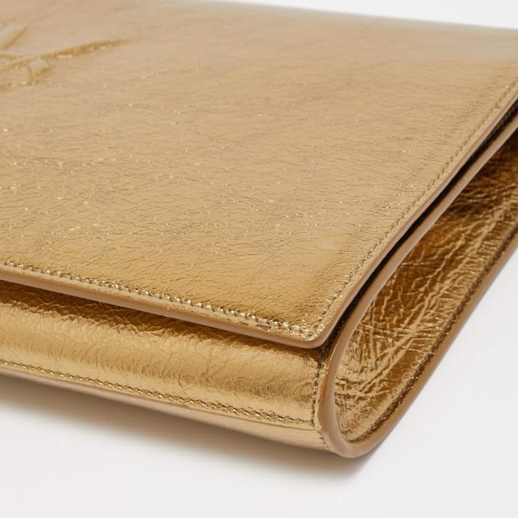 Pre Owned Yves Saint Laurent Gold Leather Belle De Jour Clutch