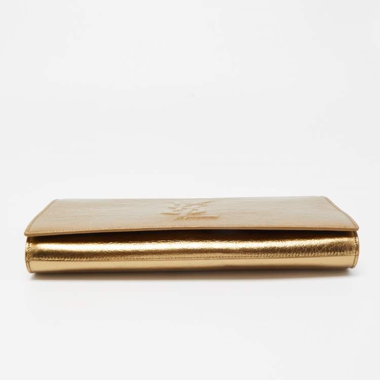 Pre Owned Yves Saint Laurent Gold Leather Belle De Jour Clutch