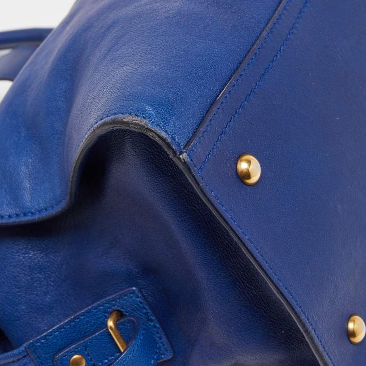 Pre Owned Yves Saint Laurent Blue Leather Medium Cabas Chyc Tote