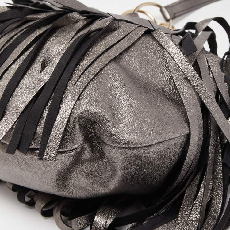 Pre Owned Yves Saint Laurent Metallic Brown Leather La Boheme Hobo