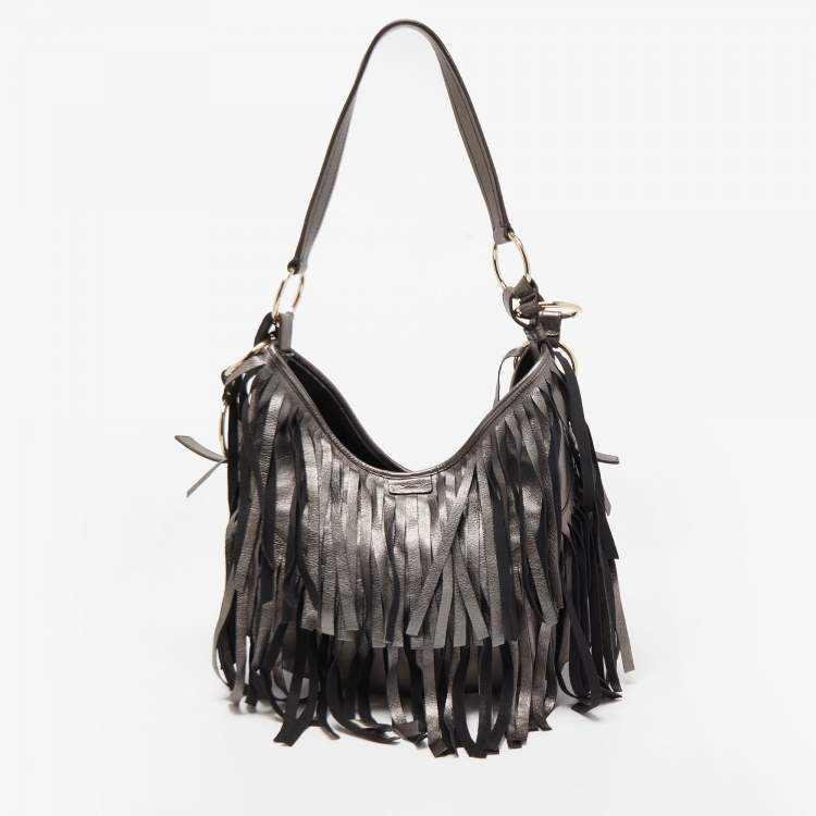 Pre Owned Yves Saint Laurent Metallic Brown Leather La Boheme Hobo